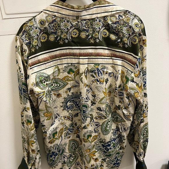Zara Multicolor Satin Button Down Size Small - Picture 2 of 2